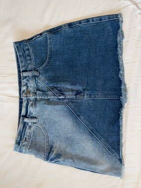 Windsor Blue Denim Mini Skirt with Heart Logo Tag